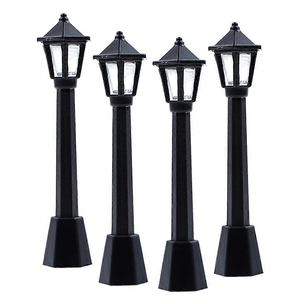 4pcs Post Street Lights Microscopic Model Miniature Village Pathway Lantern