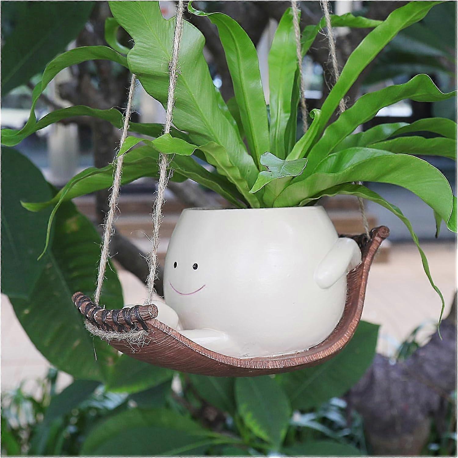 Hammock Hanging Planter, Swing Face Planter Pot, Resin Hanging Planter, Creative Swing Face Flower Pots, Funny Hanging Planter