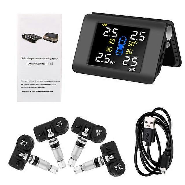 Foldable Monitor Solar TPMS Car Tire Pressure Monitoring System Tyre Diagnostic Tools Test Sensors Tester Automotive Accessories