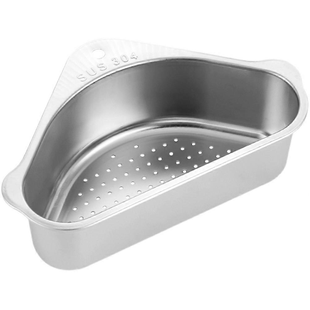 1 Set of Kitchen Drain Basket Stainless Storage Rack Triangular Basket (Silver)