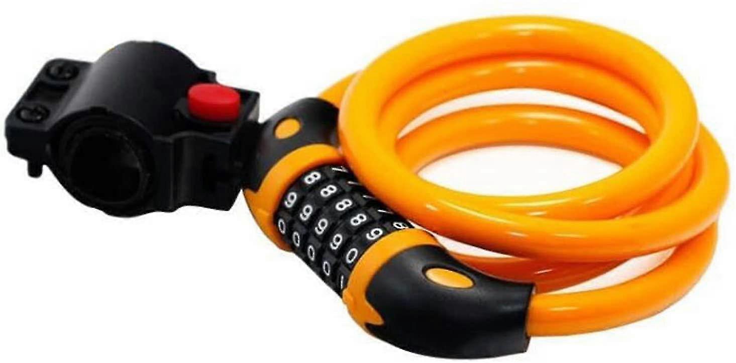 High Security Bike Lock With Resettable 5-digit Combination, 1.2m X 12mm (orange)