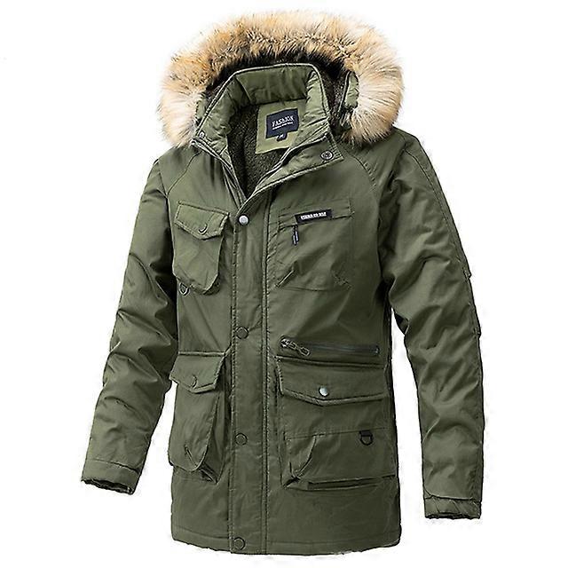 Jaquetas masculinas de carga com capuz e pelúcia, à prova de vento, para outono e inverno de 2023, quentes para homens, com vários bolsos, chapéu destacável, jaquetas masculinas