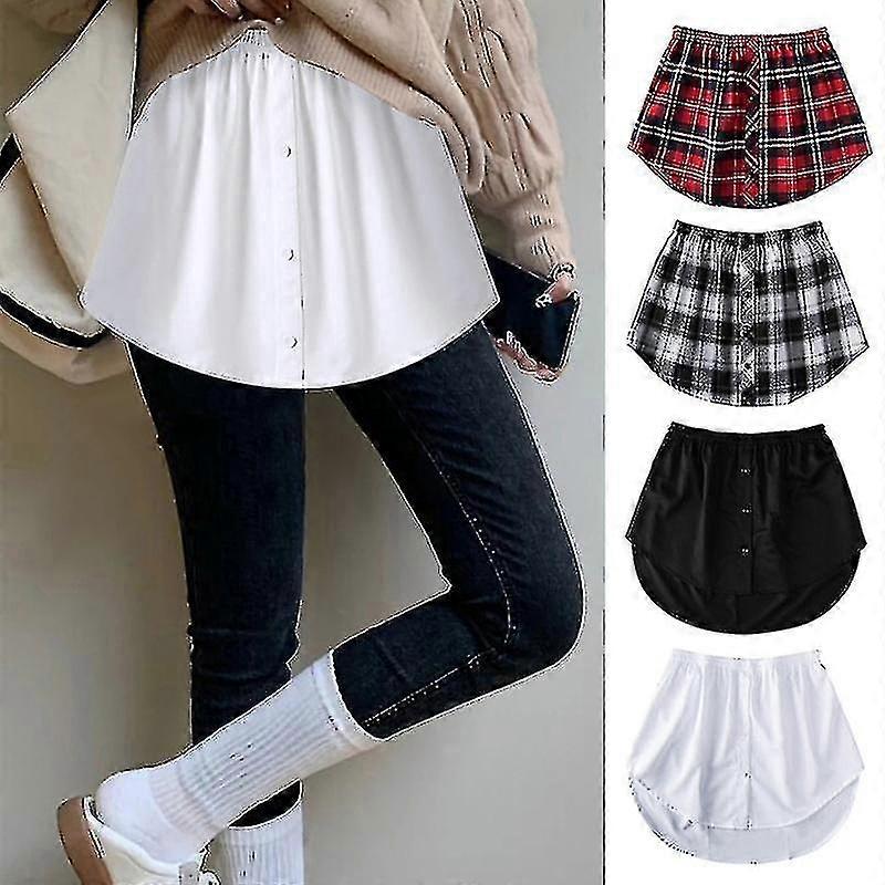 Staccabile sottogonna cotone camicia estensore per le donne irregolare falsa gonna coda camicetta orlo plaid mini gonna estensore orlo