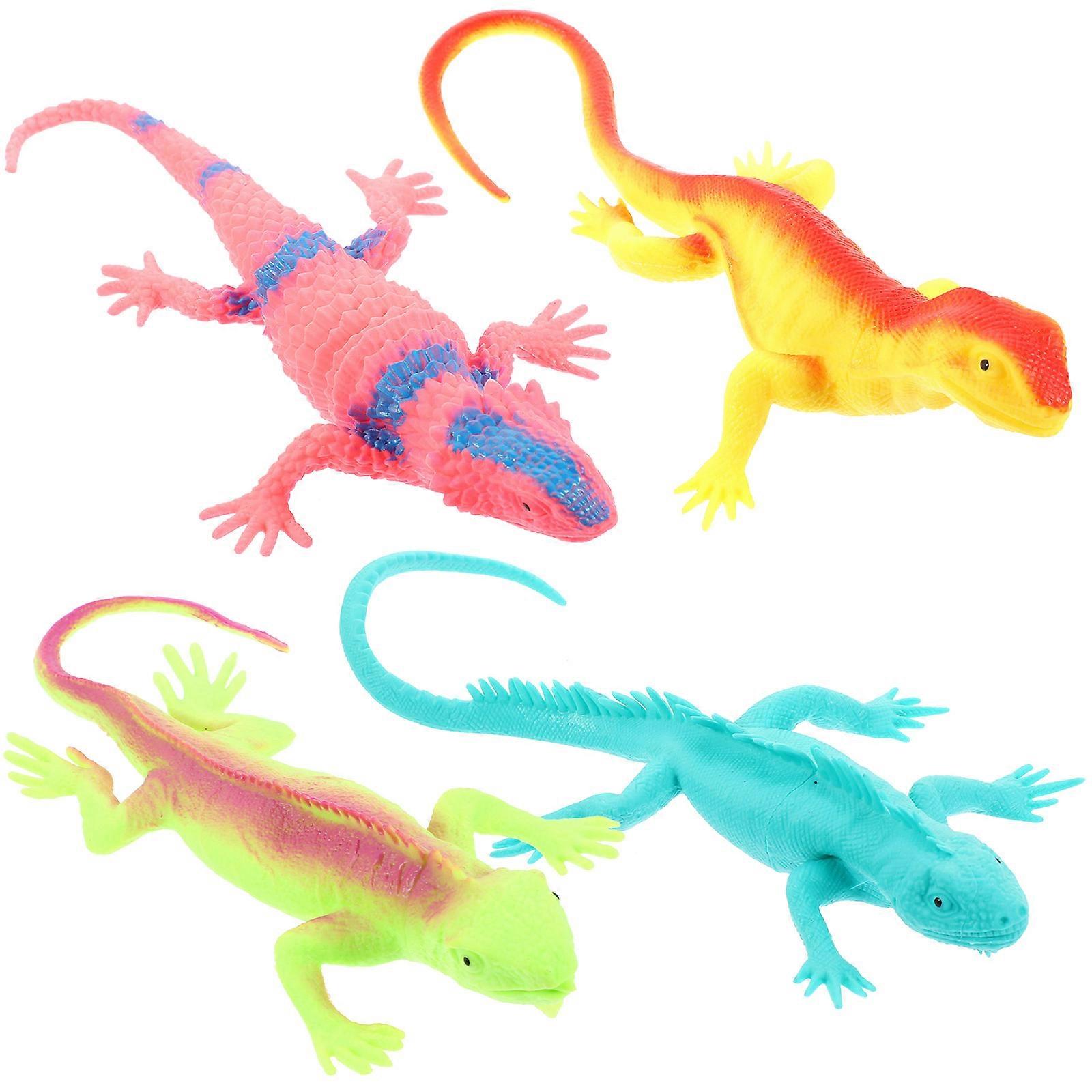 4pcs Fake Lizard Toy Lizard Playthings Lizard Model Toy Educational Lizard Toy
