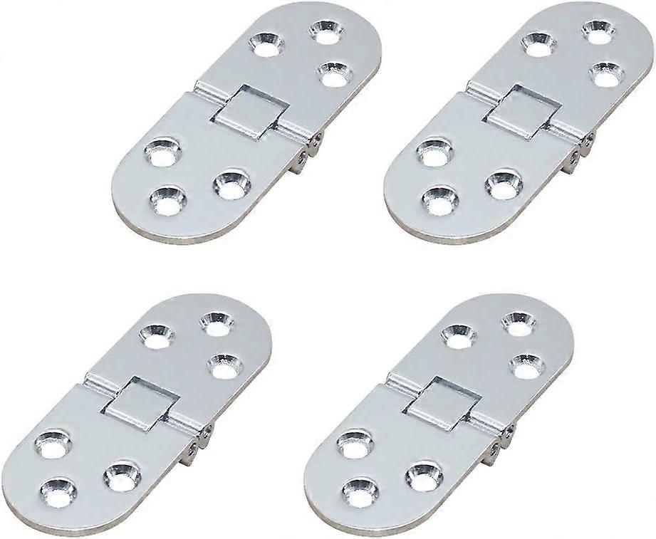 4Pcs Folding Table Hinges, Flat Foldable Cabinet Door Hinges, Zinc Metal Round Edge Sewing Machine Folding Table Furniture Flip Shelf Hinge, for Furni