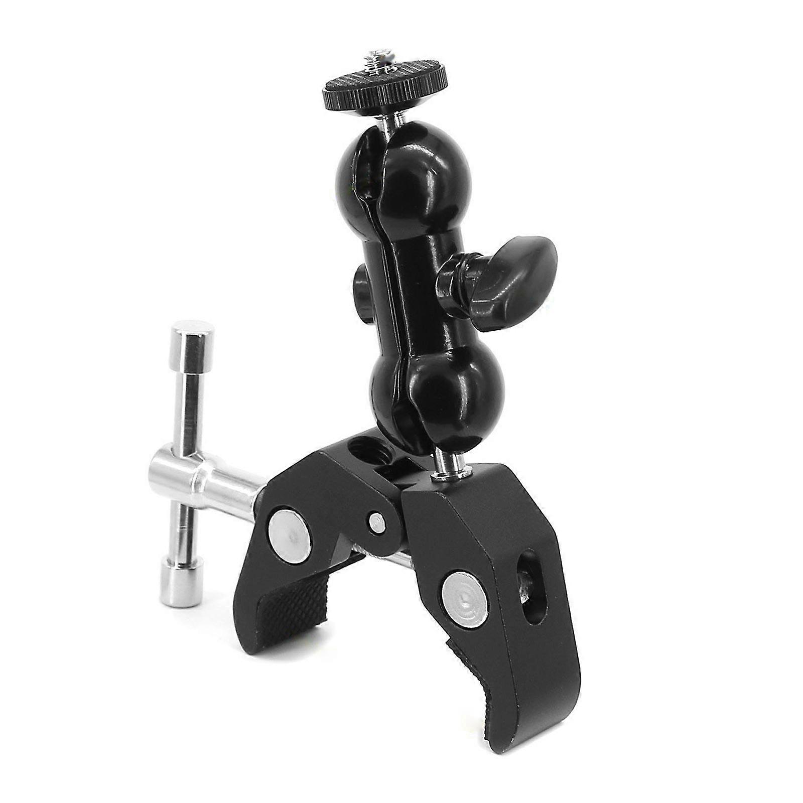 Multi-Function Dual Ball for Head Hot Shoe 1/4" Tripod Magic Arm Clamp Adapter