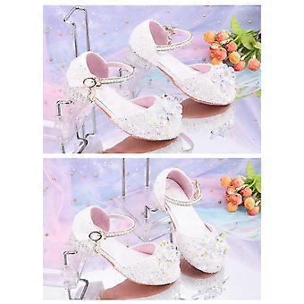 Prinzessin Schuhe Für Mädchen – Glitzer Kristall Pumps – Klettverschluss – Elsa, Cinderella, Belle Style – Für Halloween, Weihnachten, Cosplay & Hochzeit – Größen 24–33 (Innenlänge 15,5–20 Cm)