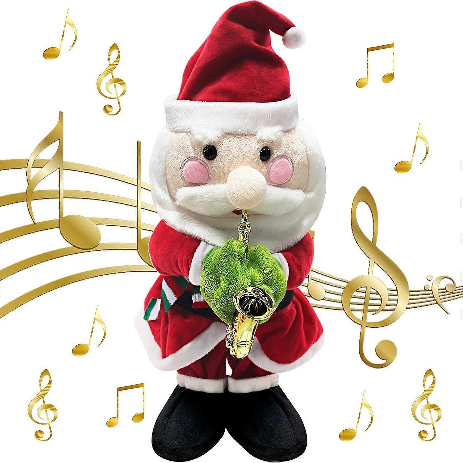 Singender Weihnachtsmann, tanzender Weihnachtsmann, Saxophon spielen und 8 Weihnachtslieder singen, singendes Weihnachtsspielzeug Geschenk für Kinder & Dekorationspartys