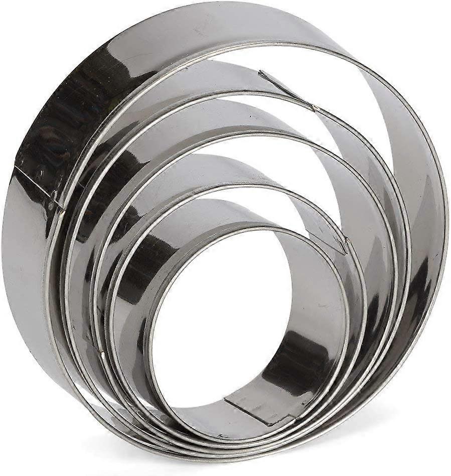 5 Piece Stainless Steel Round Cookie Cutter Set, Biscuit Plain Edge Round Pastry Donut Doughnut Cutters in Graduated Sizes Shape Molds (5 PCS Cookie C