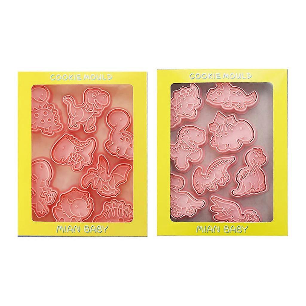 16pcs/set Dinosaur-Shape Cookie Cutters Plastic Biscuit-Mold Cookie-Stamp DIY