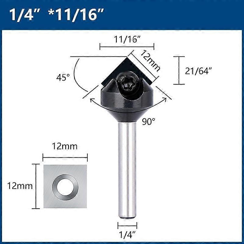 Router Bit 14 Shank 90 Degrees V Groove Bit with Carbide Insert Woodworking Milling Cutter for Hard Woods MDF Plywood