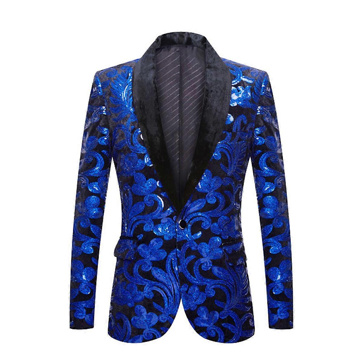 Men's velvet sequined trim jacket blazer