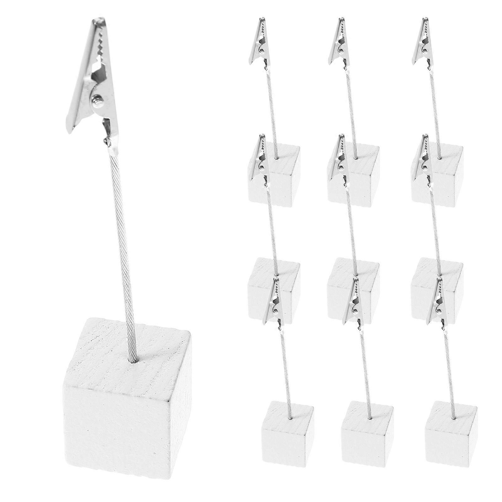 NUOLUX 10pcs Cube Base Memo Photo Holder Paper Note Clip       (White)