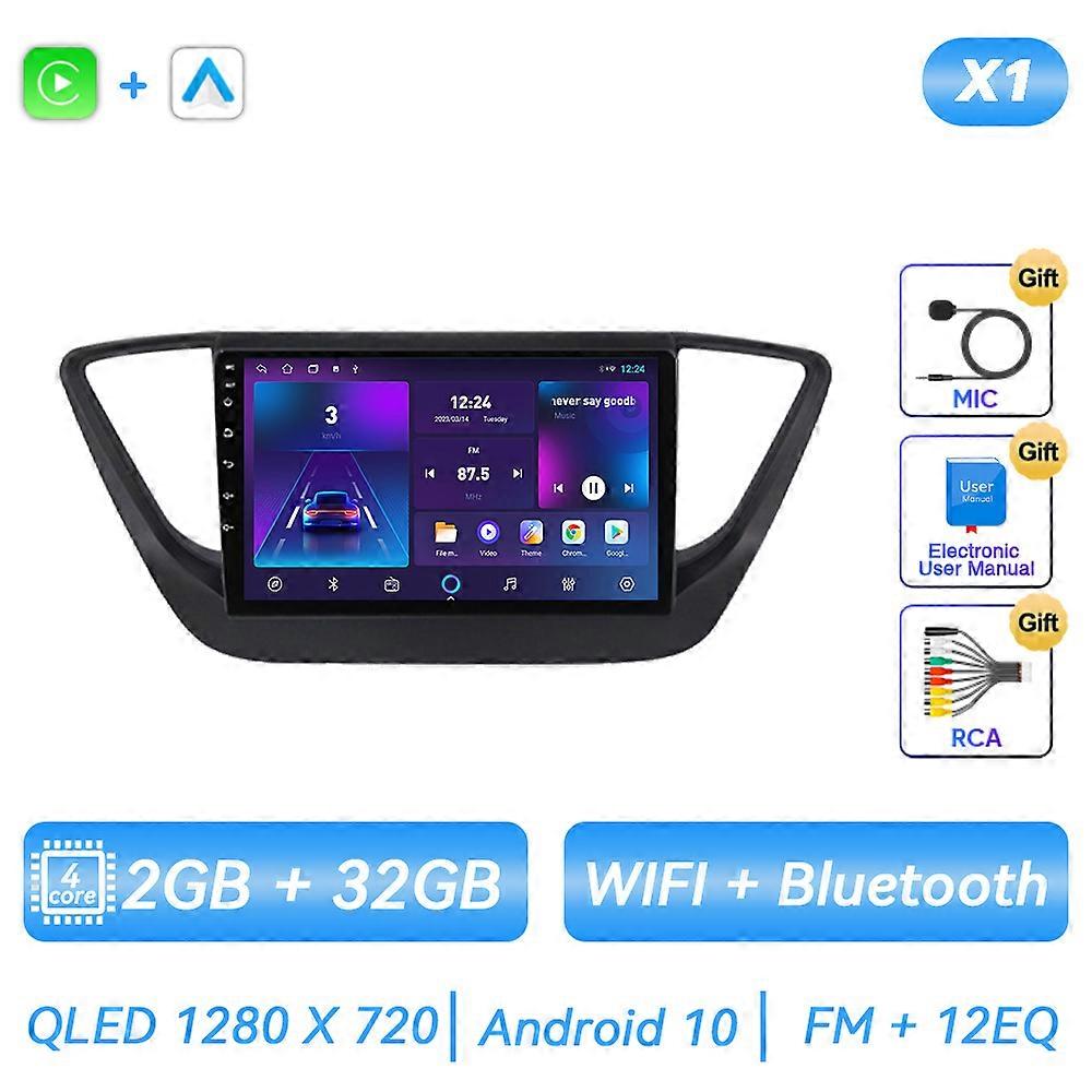 For Hyundai Solaris 2 2017 2018 - 2020 Android Car Radio  Multimedia Player GPS Navigation Carplay QLED Touch Screen Auto Stereo