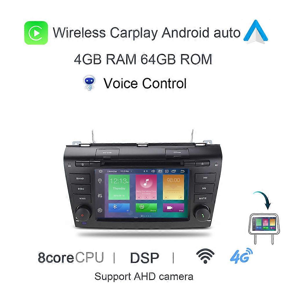 Carplay DSP LTE IPS Android 12.0 8GB+128GB 8Core Car DVD Player GPS Map Wifi RDS Radio Bluetooth 5.0 For Mazda 3 2003 -2008 2009