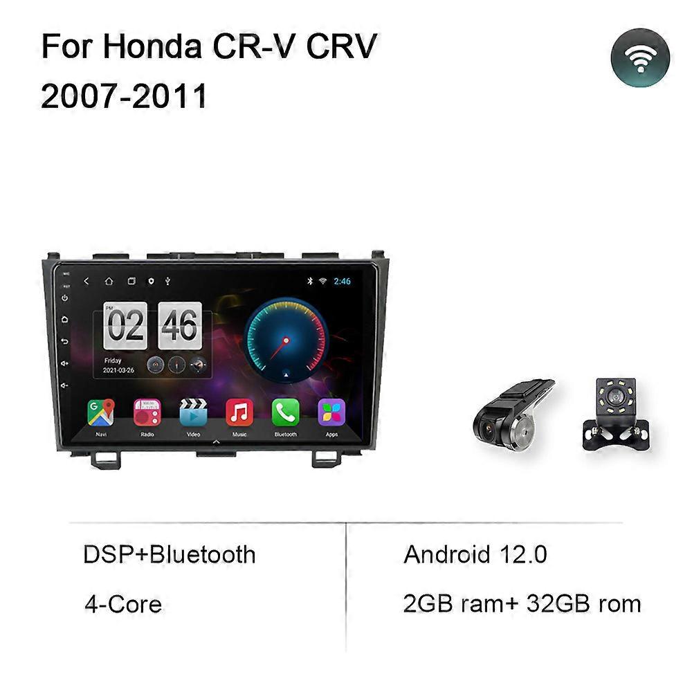 720P DSP Android 12.0 Car DVD Player GPS Map Multimidia Player WIFI Stereo 5.0 Radio For Honda CR-V 3 RE CRV 2007-2012 2 din