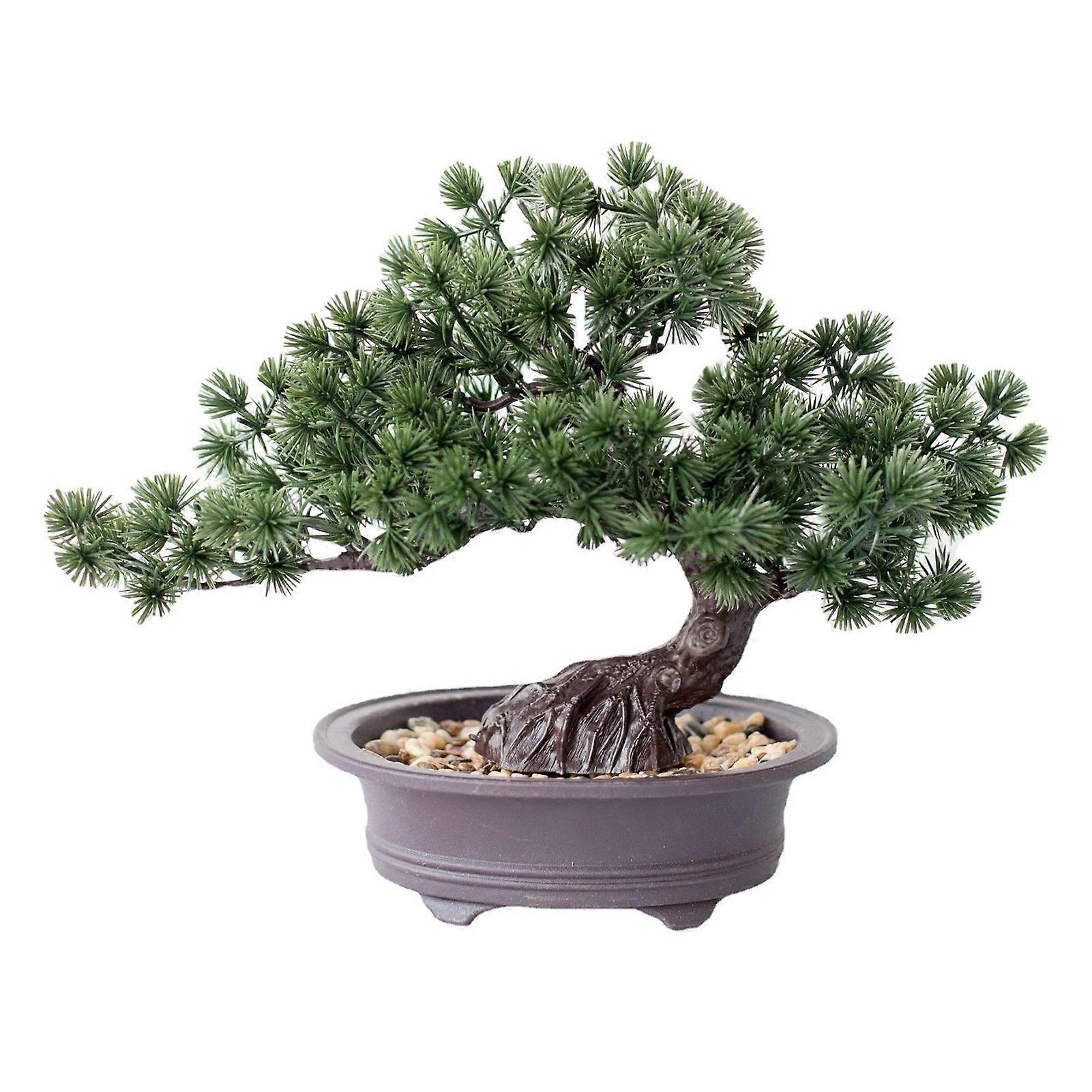 Hand-crafted Welcome Pine Figurine Auspicious Design Plastic Micro Landscape Simulation Welcome Pine Statue for Desktop
