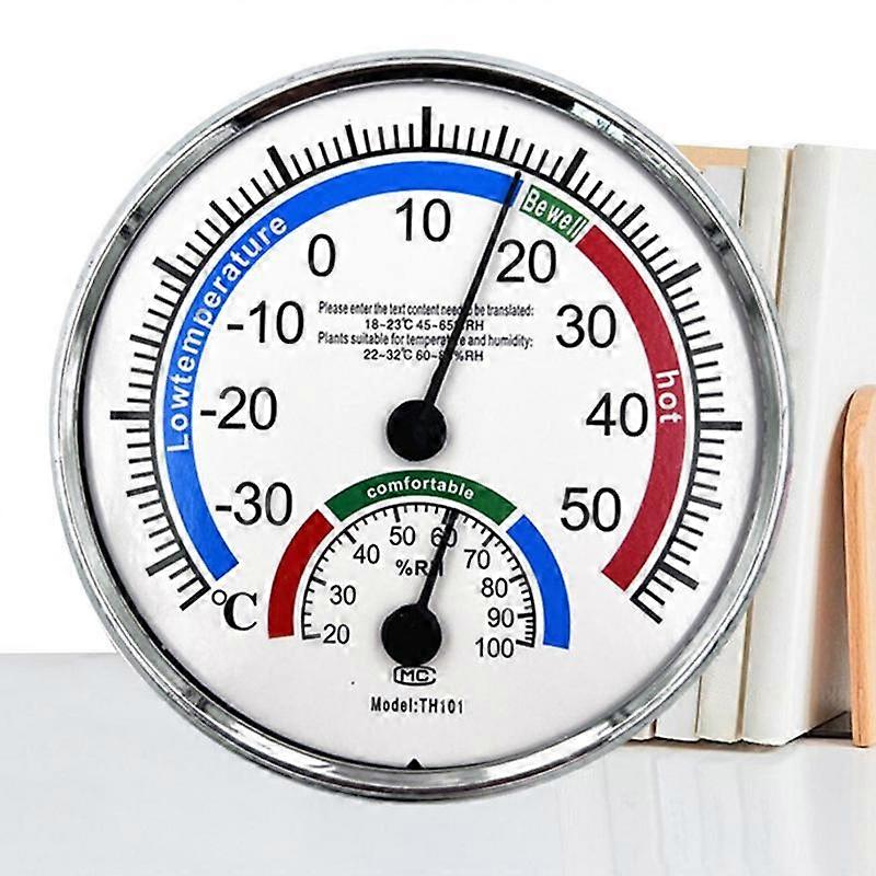 2 In 1 Wall Hygrometer Thermometer Mini Clock Shaped Measuring Tool Round Temperature Humidity Check For Home Office Thermometer