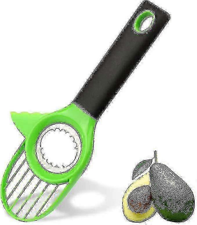 3 In 1 Avocado Slicer Tool With Grip Handle,multifunctional Avocado Knife Peeler,avocado Pitter And Cutter (black+green)