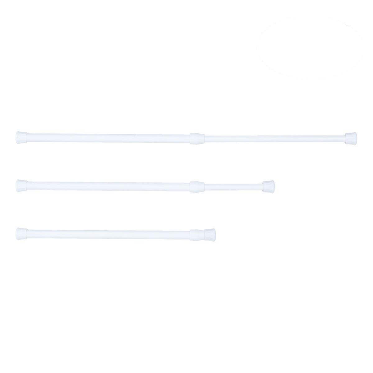 4pcs Extendable Cupboard Bars Tensions Rod Spring Curtain Rod Adjustable Width 11.8-20 Inches (White)
