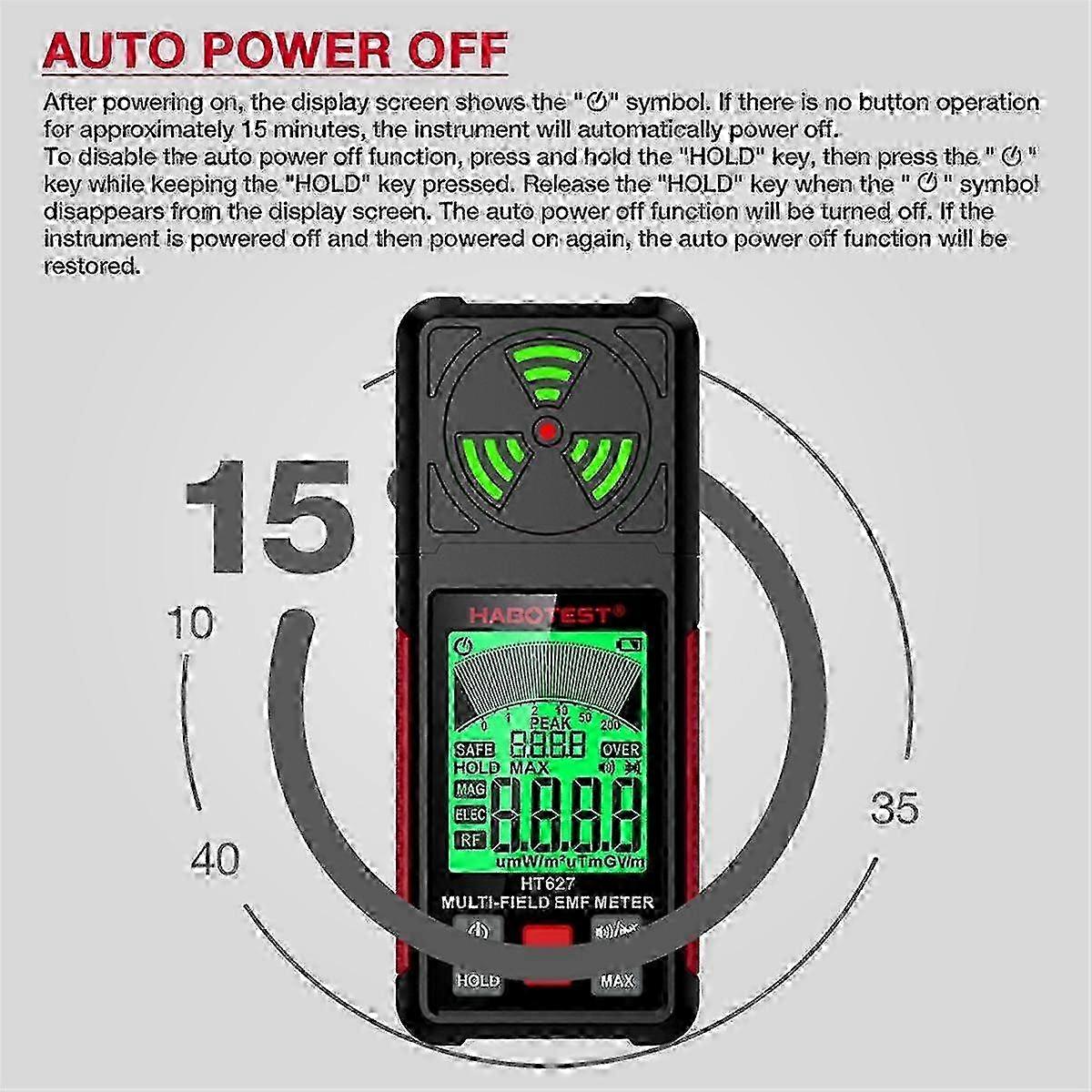 HT627 EMF Meter Professional Electromagnetic Field Radiation Detector Handheld Portable Radio Freq