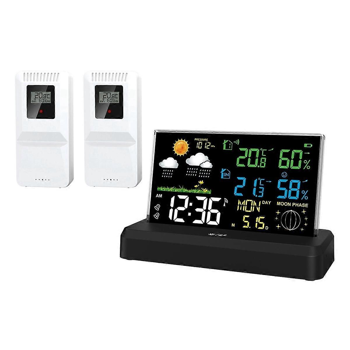 One-To-Two Indoor and Outdoor Weather Station High-Definition Color Screen Forecast Meteorological