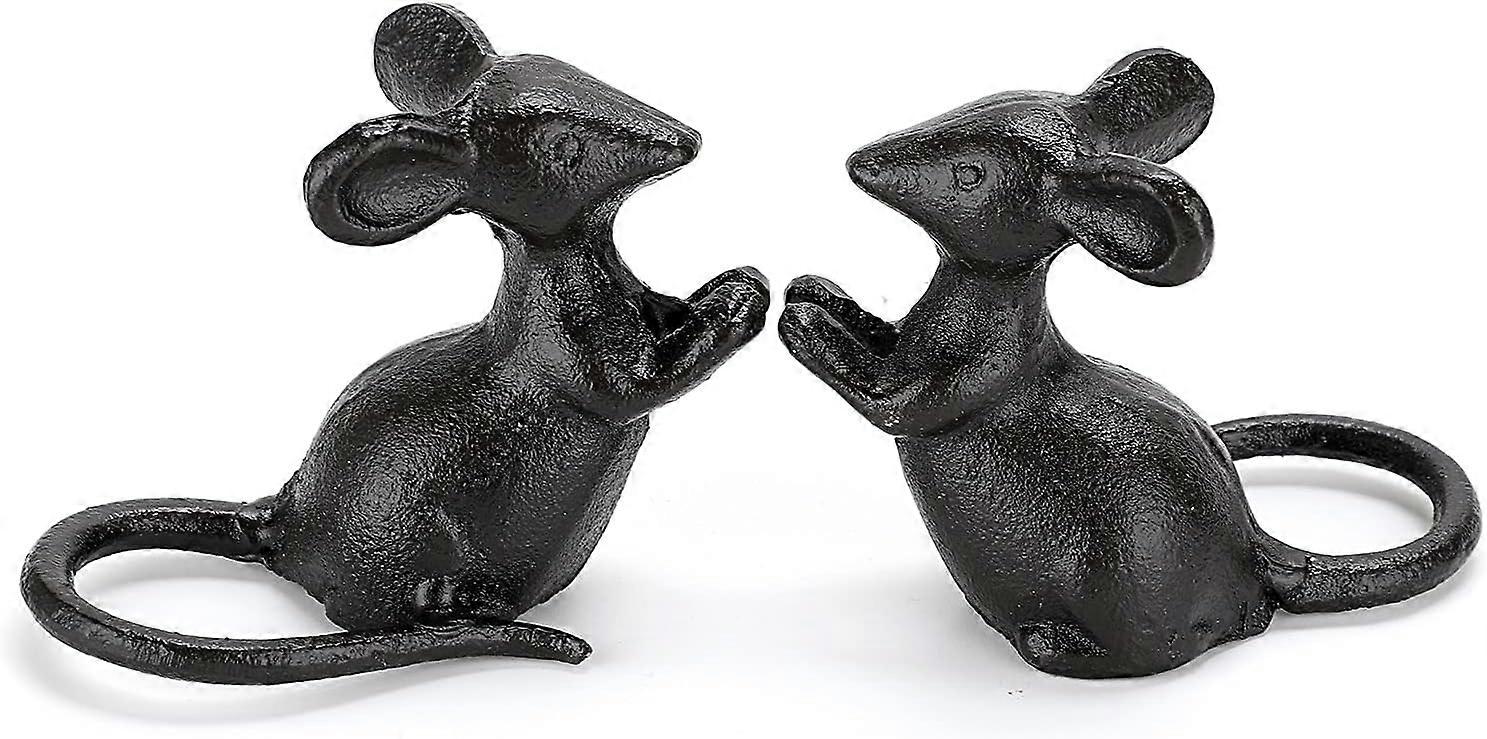 Cute Cast Iron Mouse Figurine for Indoor Home Decoration, Rustic Style, 4-Inch Size, Handcrafted Design