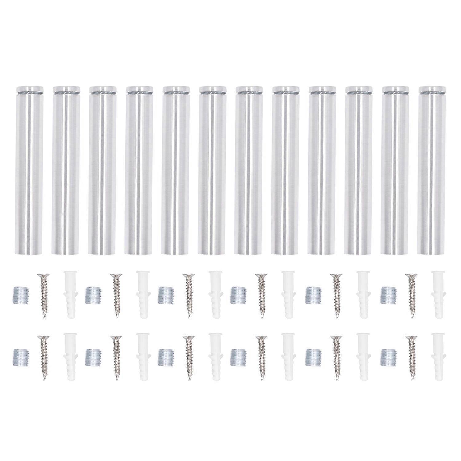 12 Sets Stainless Steel Standoff Screws Advertising Nail Kit for Picture Frame Fixing 19x150mm
