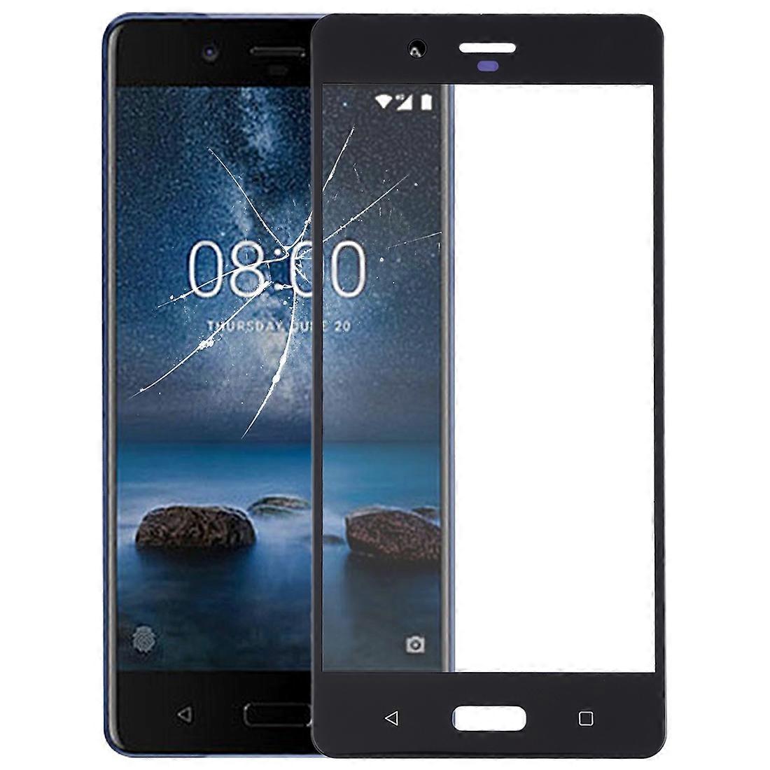 Front-Bildschirm Außenglas objektiv für Nokia 8 / N8 TA-1012 TA-1004 TA-1052(Schwarz)