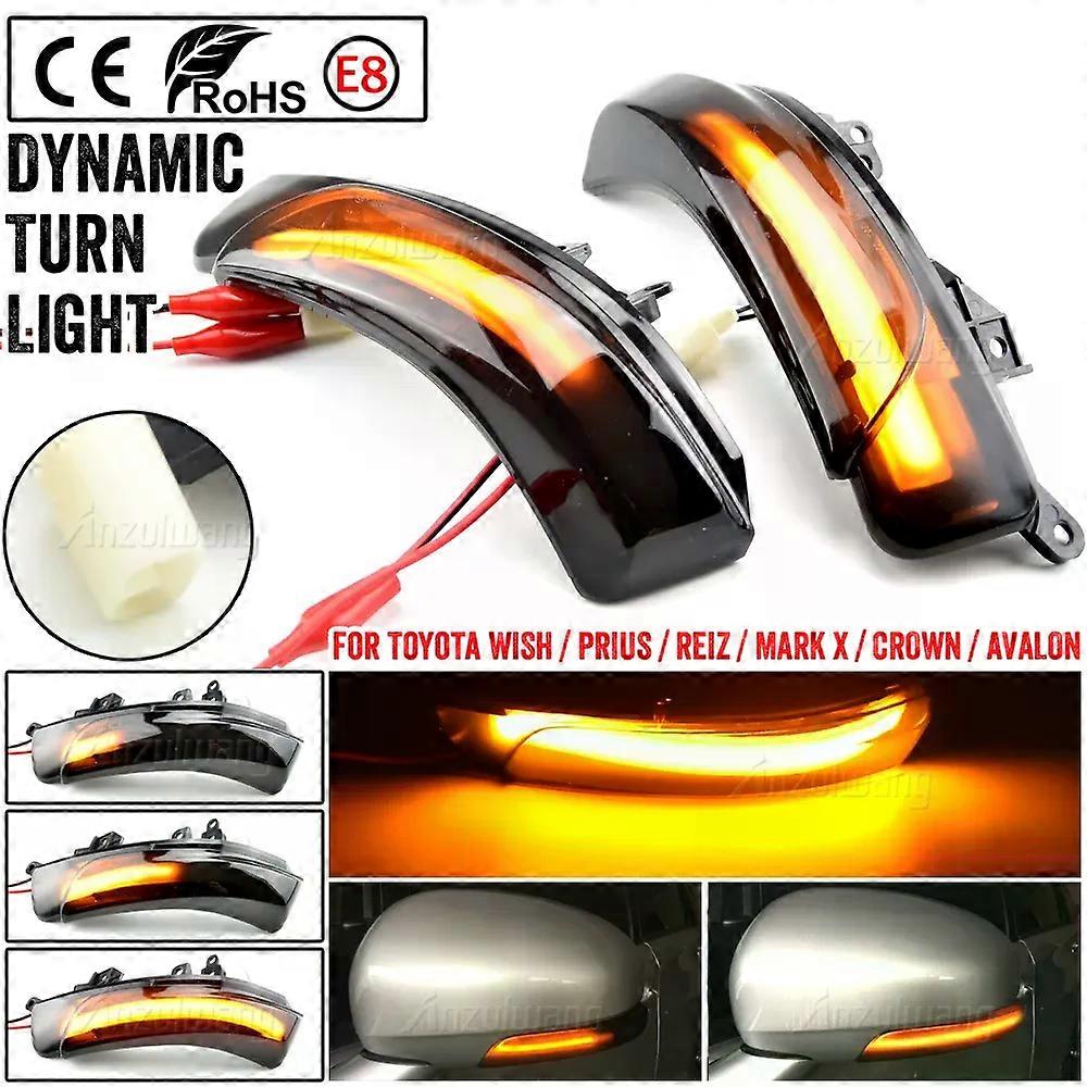 For Toyota WISH/PRIUS/REIZ/MARK X/CROWN/AVALON Dynamic LED Turn Signal Light Side Wing Mirror Indicator Directly Replace OEM