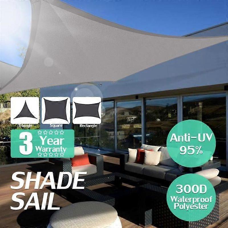 TEMPSA Rectangular Canvas ParasolWaterproof Shade Sail Grey 3x5m