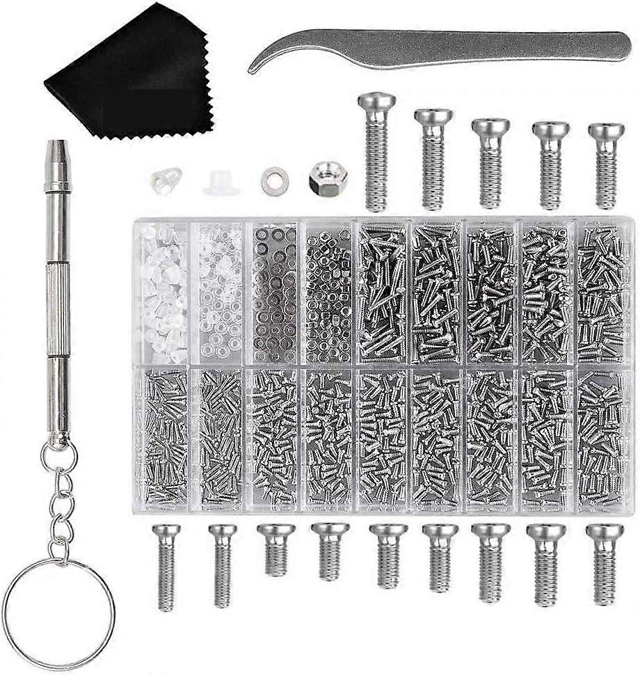 Micro Screws Set For Wide Application, Eyeglass Repair Kit Including About 1000Pcs Screws Nuts Washers, Precision Screwdrivers And Multi-Function