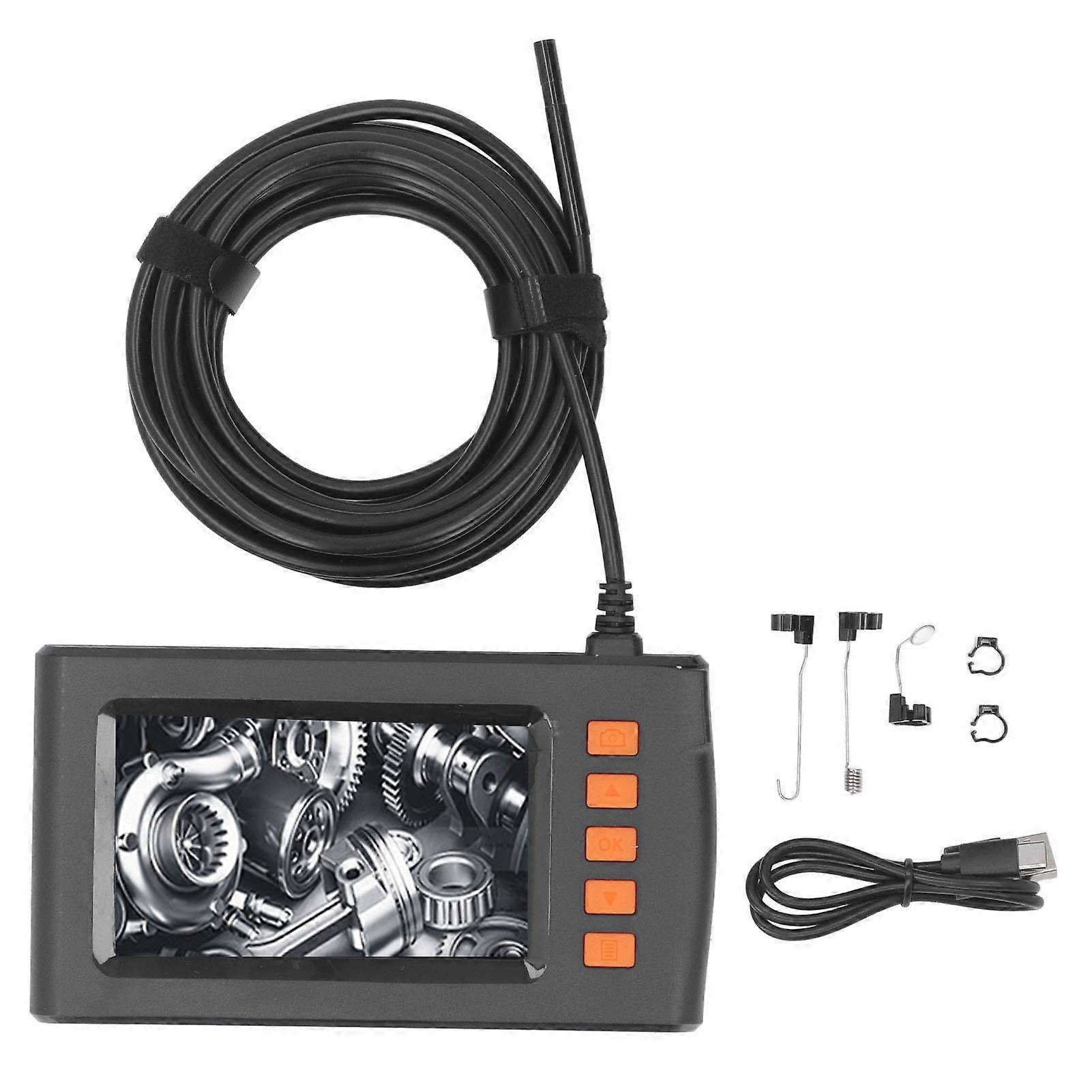 ハンドヘルド内視鏡4.3インチHDスクリーンパイプカー修理用防水レンズ検査カメラ5mハードワイヤー5.5mmプローブ