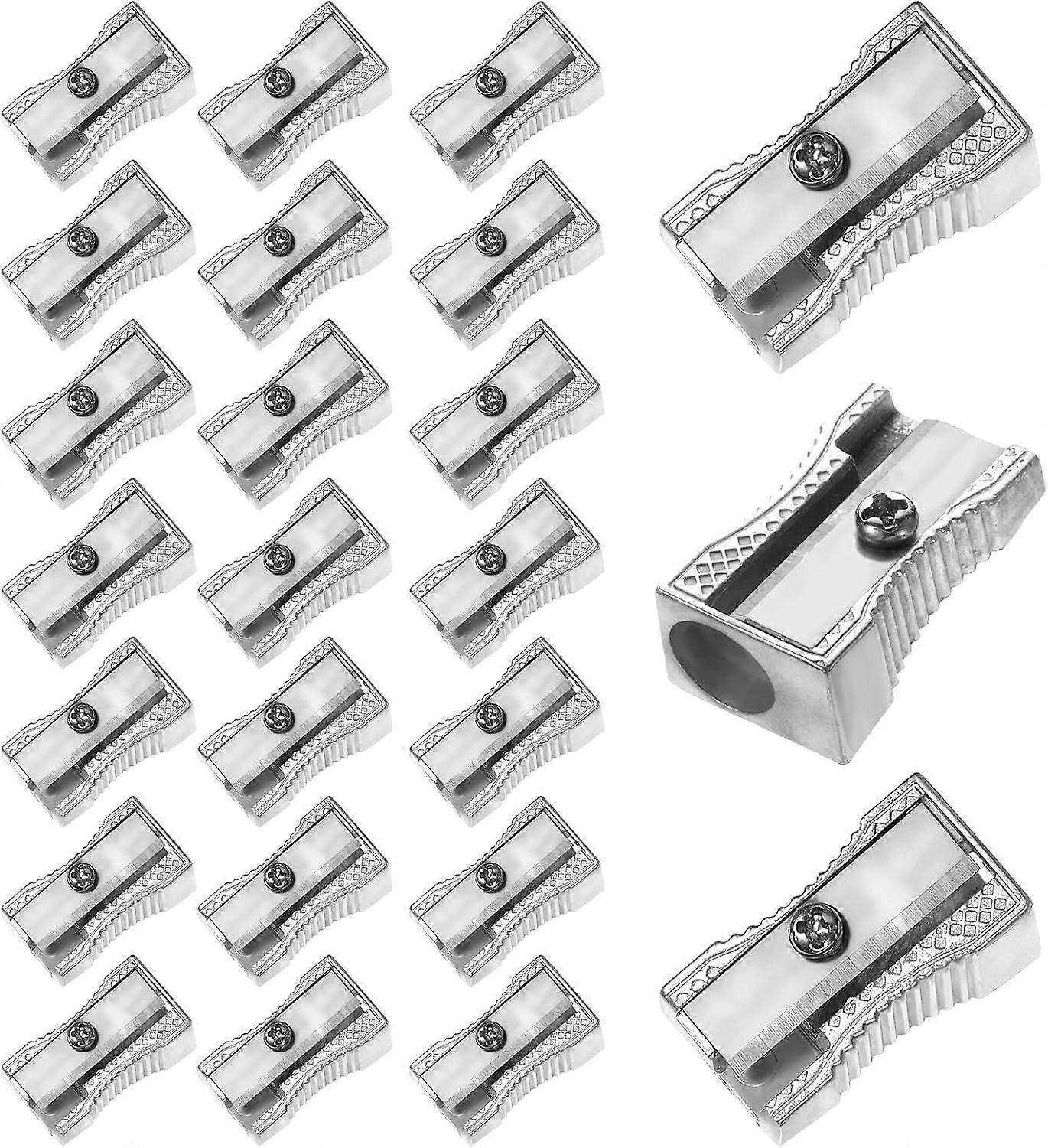 24 Pcs Pencil Sharpener Handheld Metal Mini Pencil Sharpeners Single Hole Rectangular Small Sharpeners Pencil Sharpening Bulk Manual Pencil Sharpener
