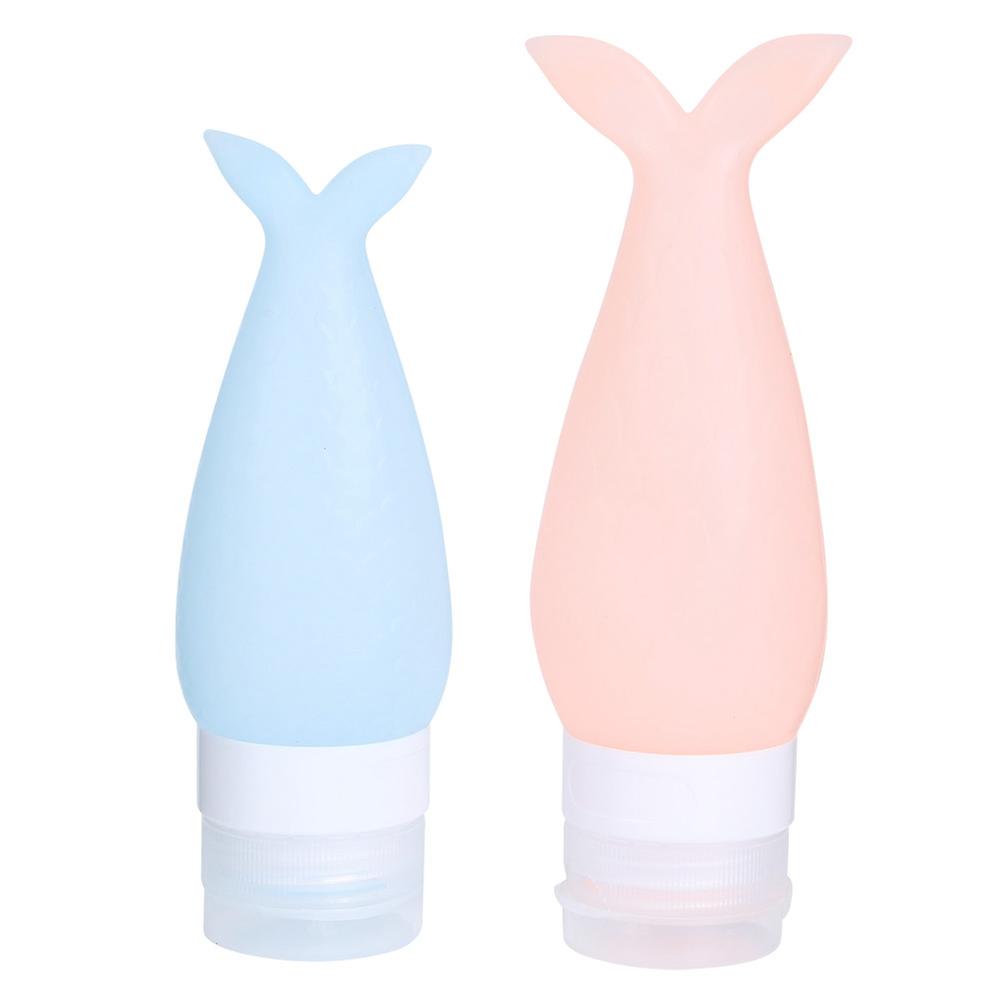 Silicone Travel Squeeze Bottles 2Pcs Set for Cosmetics, Shower Gel, and Lotion Containers, Leak-Proof Design, 3oz