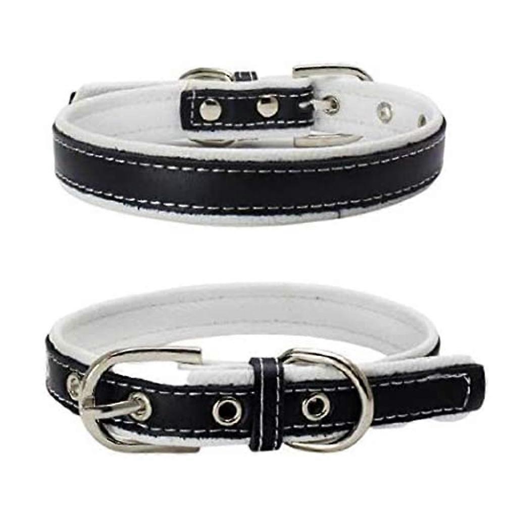 Comfortable Soft Touch Leather Dog Collar Padded Adjustable Durable Anti-Rust Alloy Loop Ring