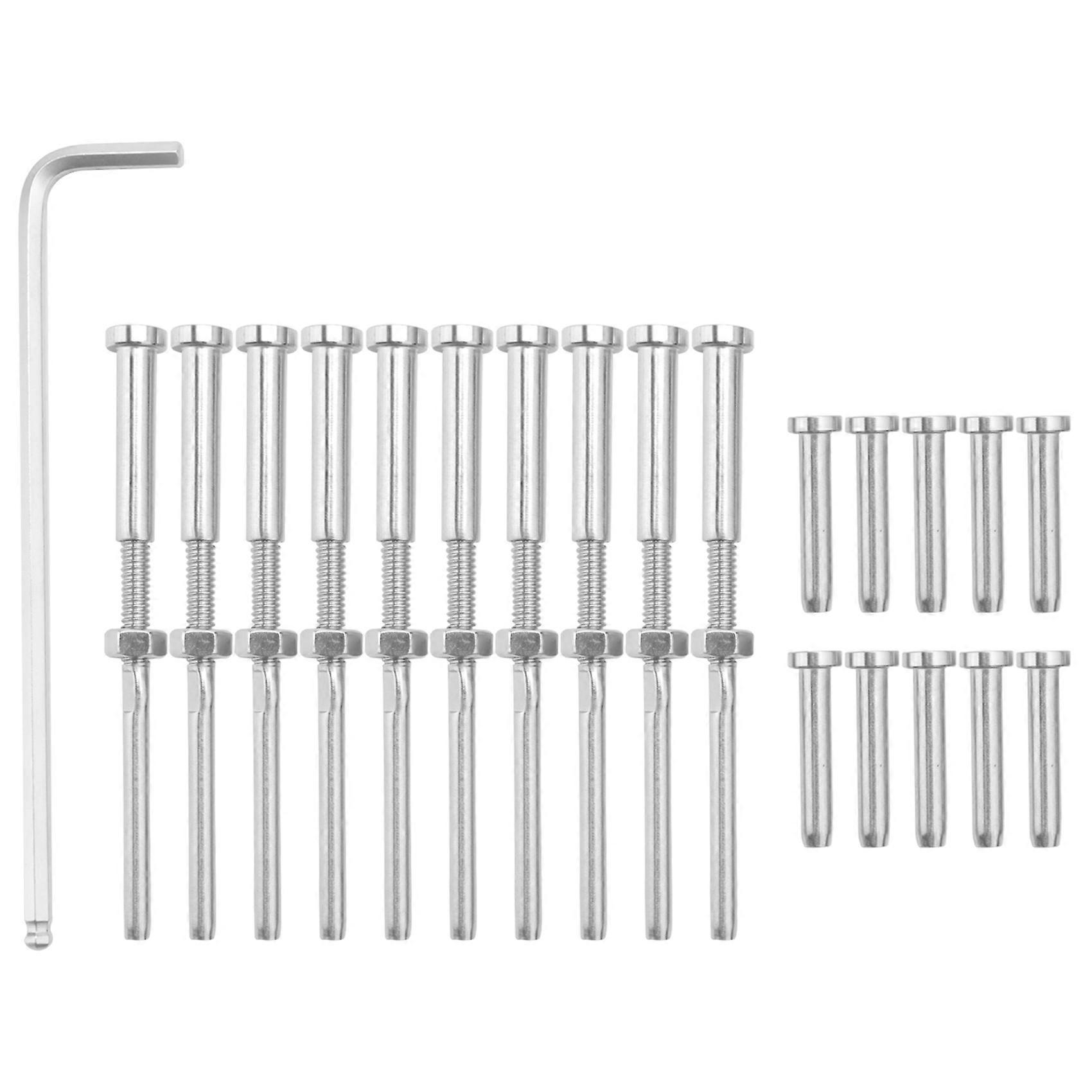 Stemball Swage and Invisible Hex Head Threaded Stud Tension End Fitting Terminal Combination Pack fo
