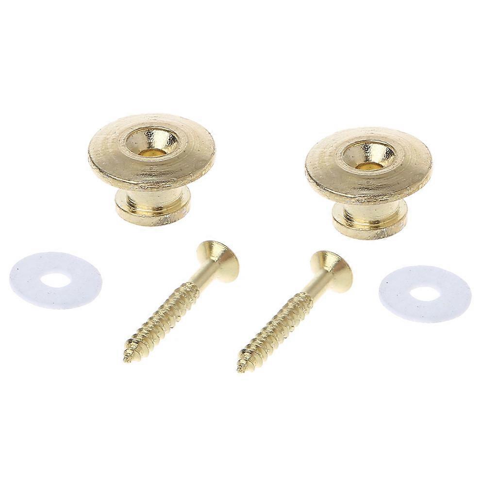1 Pair Mushroom for Head Electric Guitar Strap Buttons Locks with Mounting Screw Gold