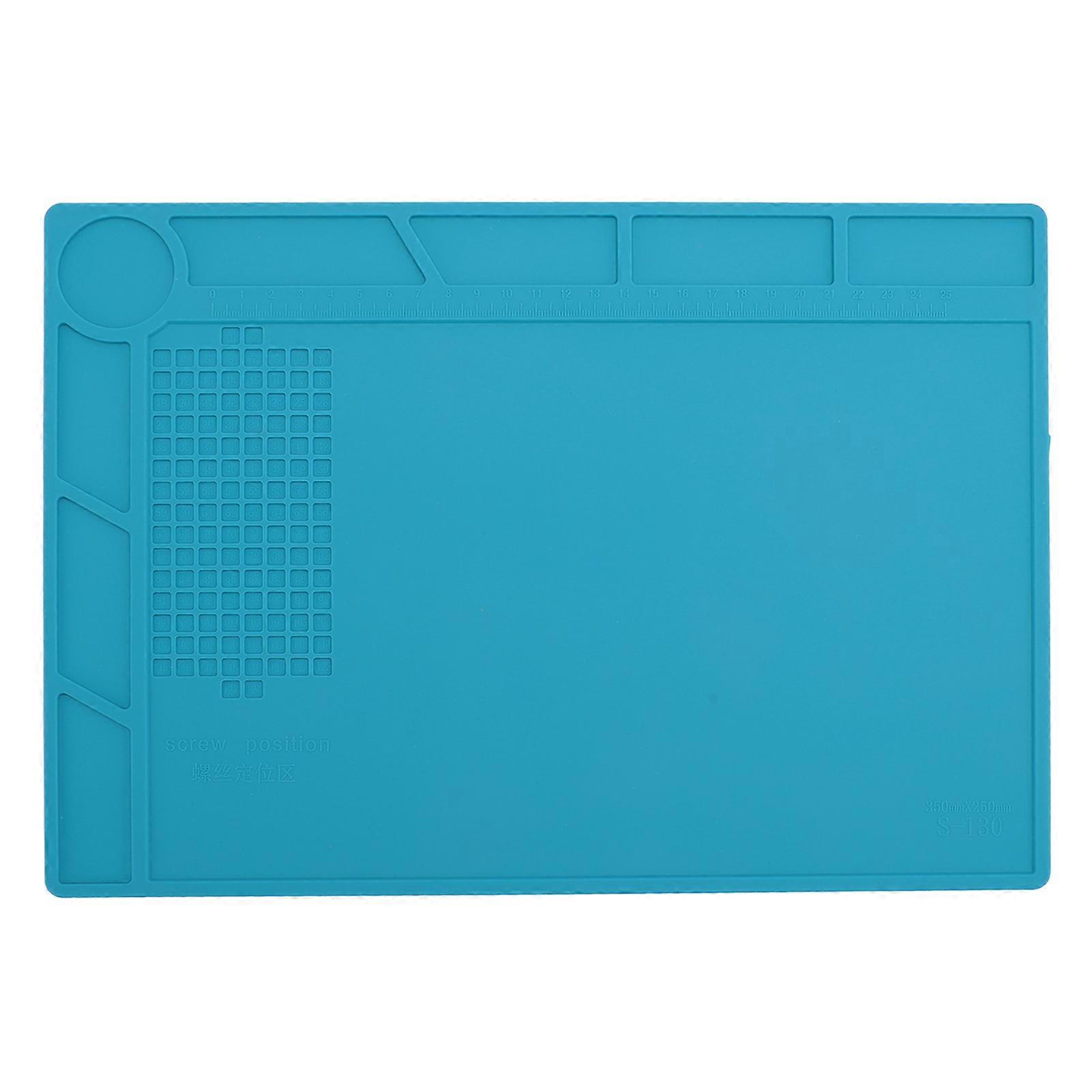 Silicone Soldering Mat with 25cm Scale Non-Slip Work Pad for Watch Repair, Workbench Parts Organization, Heat Resistant and Durable Surface