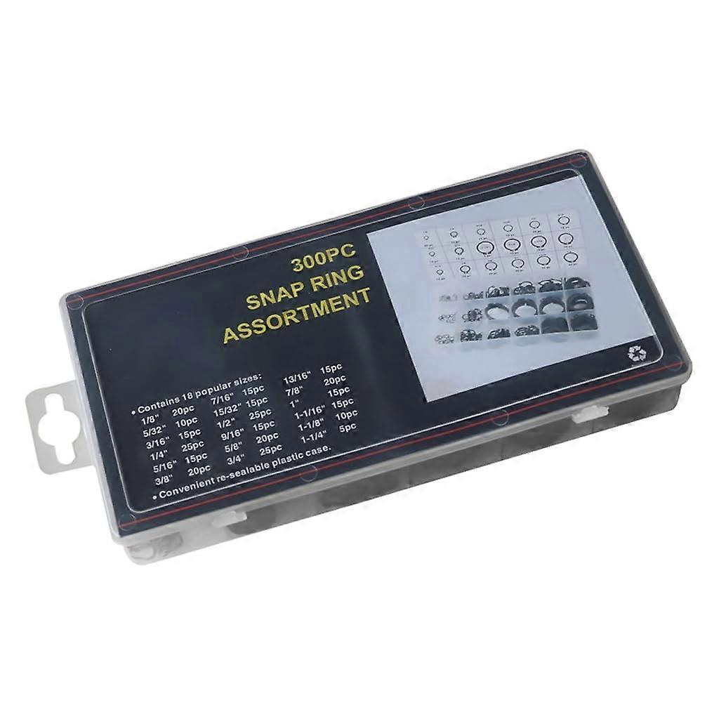 300 Pcs External Retaining Rings Set Circlip Assortment Kit 18 Sizes for Secure Fastening and Assembly