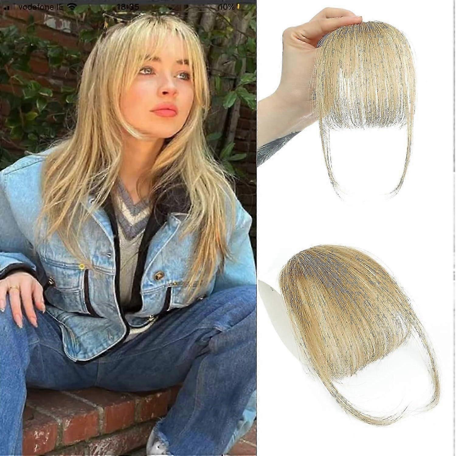 Bangs Hair Clip In Bangs,100% Real Human Hair Extensions Wispy Bangs Clip On Air Bangs For Women Hairpieces Curved Bangs