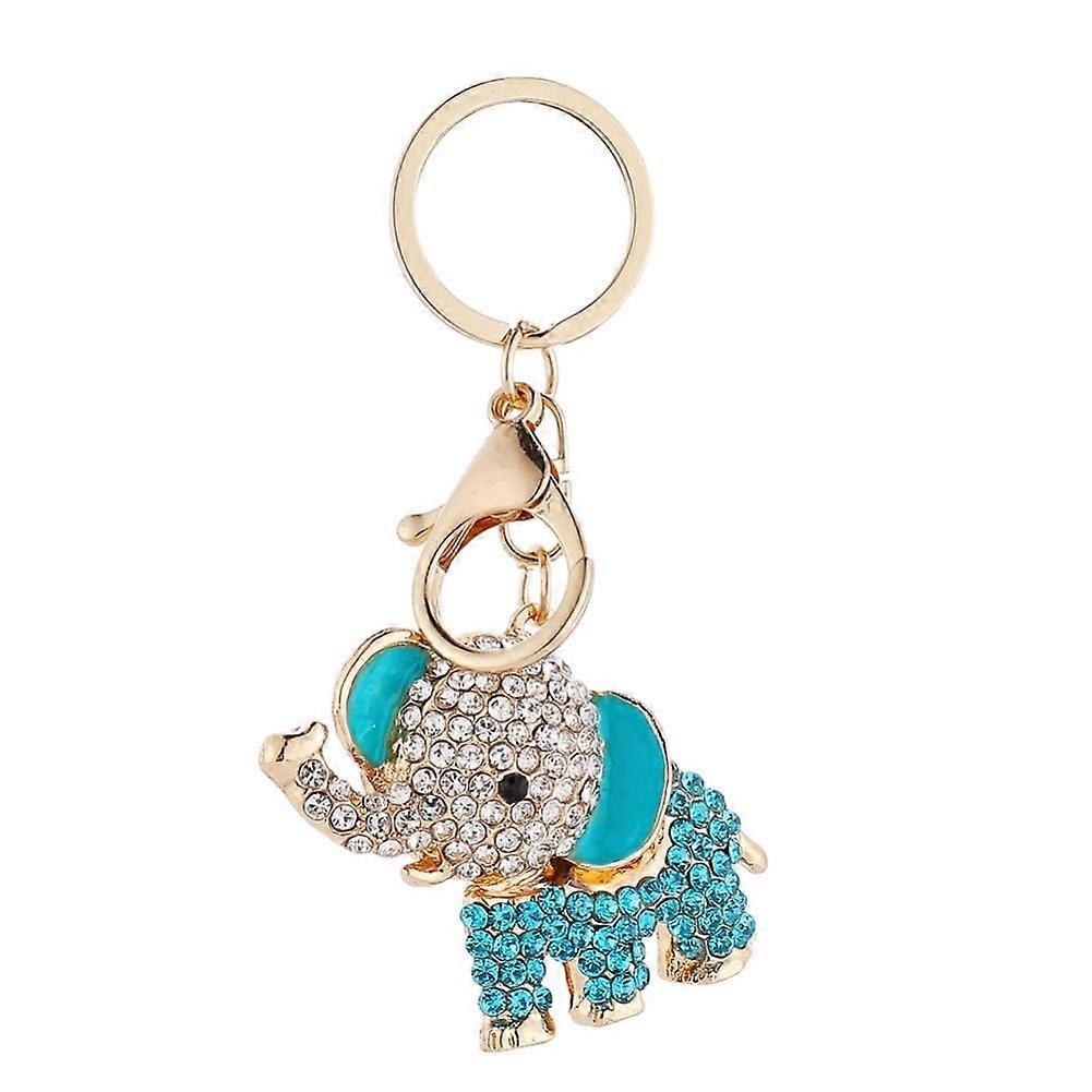 JML Elephant Keychain with Artificial Diamonds for Bags, Women's Necklace Charm, Blue Color, Stylish Design