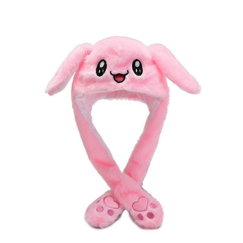 Rabbit Hat Ear Moving Jumping Hat Funny Rabbit Hat Plush CapPink