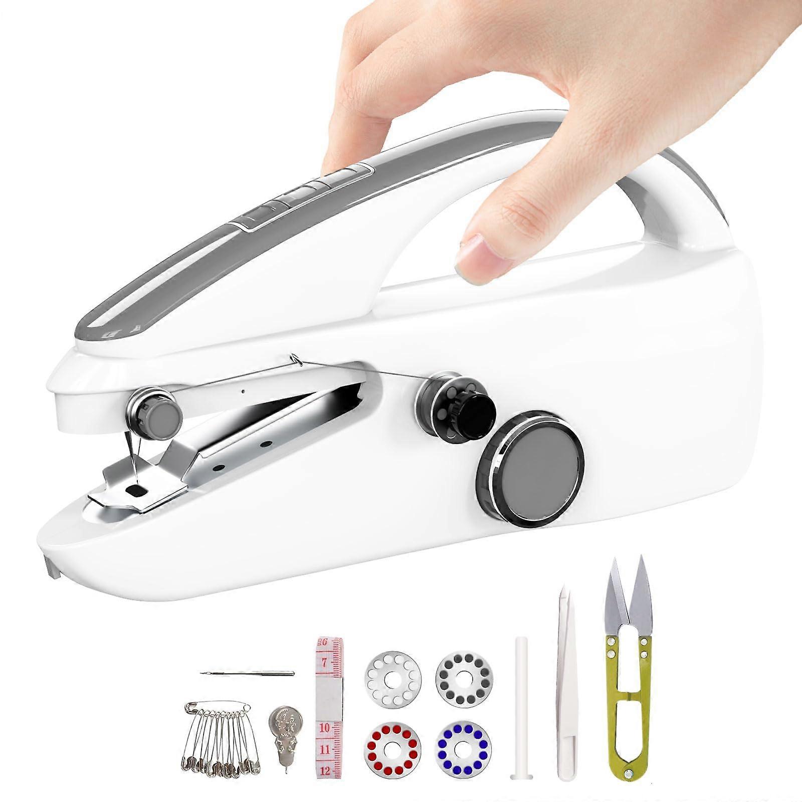 Hand -type sewing machine, two lovers, mini sewing machine, easy to use for clothes (Gray)