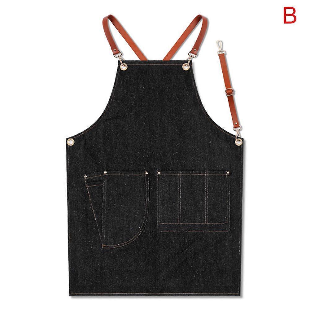Denim Apron Strap Bib Apron Bartender BBQ Chef Uniform