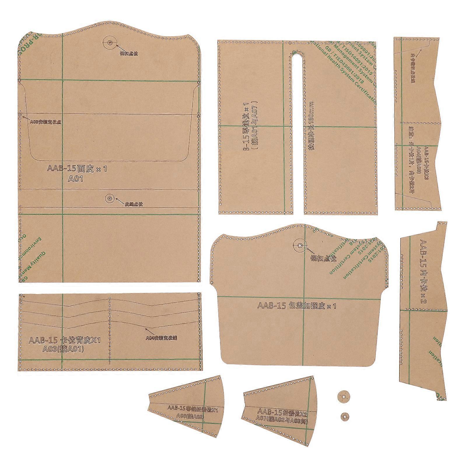 10Pcs Acrylic Template Long Wallet DIY HandMade Leather Pattern Mold Craft Tools