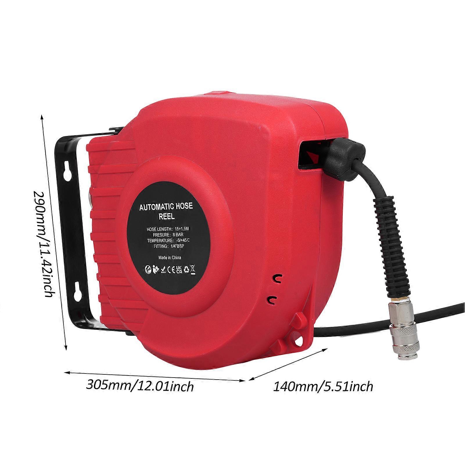 15+1.5m Compact Telescopic Couplings Spring-loaded Compressed Air Hose with Self-guiding Reel and 180° Swivel Mounting