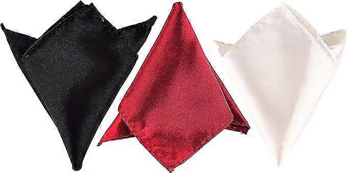 Satin 3 pcs, Pack Solid Plain Wedding Mens Pocket Square Office Suit Handkerchief