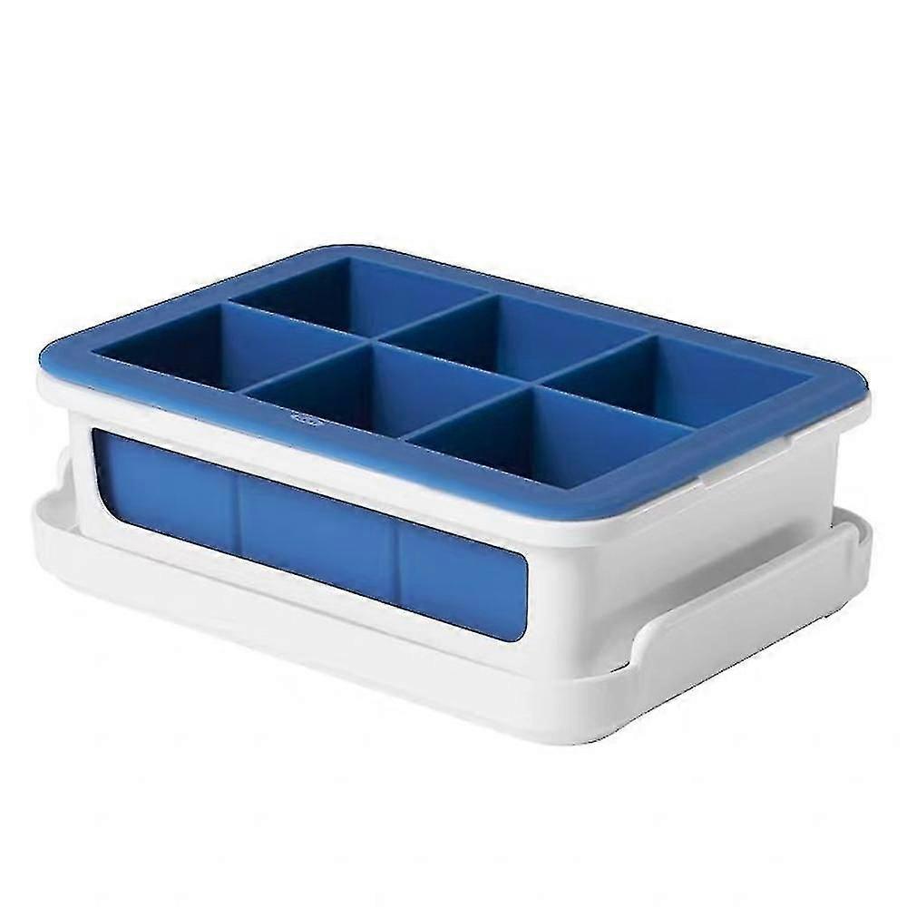 Bac à glaçons empilable en silicone avec couvercle - Grand cube, moules à glaçons bleu foncé
