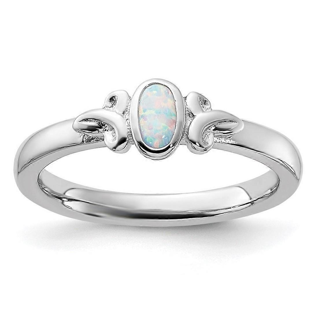 925 Sterling Silver Stackable Simulated Opal Ring-Stackable-Ring for Women - Ring Size: 5 to 10